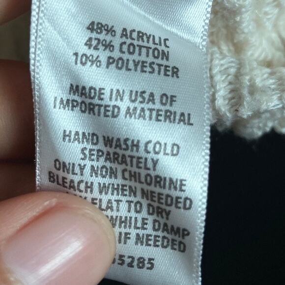 Express Womens Sweater Cream V Neck Criss Cross Slit Back Knit Cotton Blend M - Picture 7 of 12